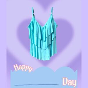 AQUA GREEN Women's Teal Tankini Swim Top.